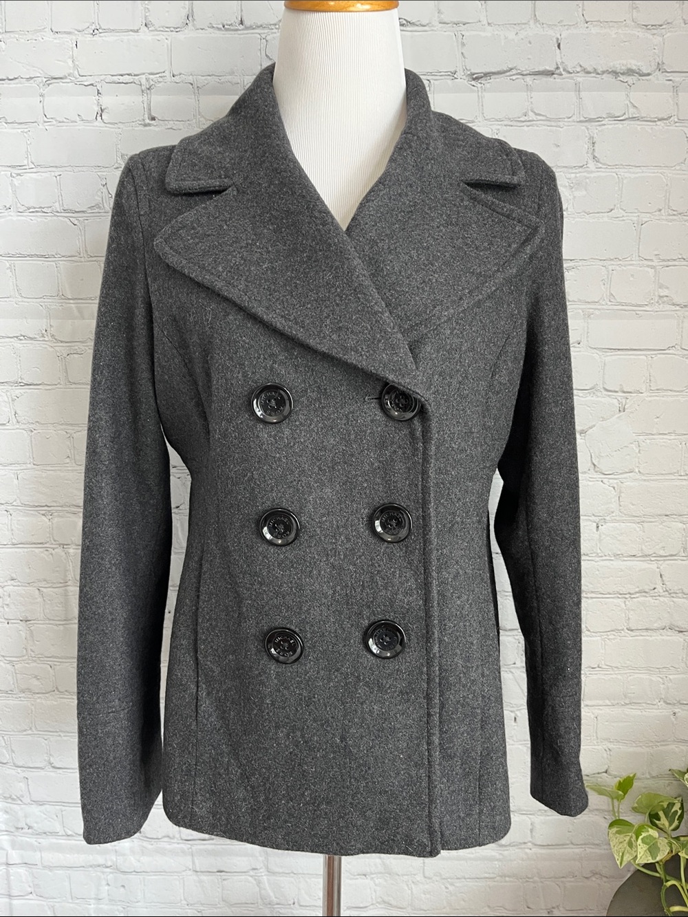MK Michael Kors Women's Double-Breasted Wool Blend Peacoat - Gray